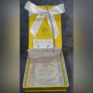 Kendra Scott  Carmen Bright Silver Tennis Bracelet, Necklace and Earrings